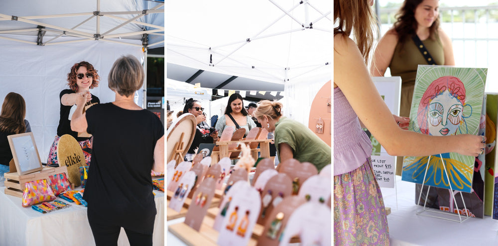 Local makers and shoppers at a The Market Folk market